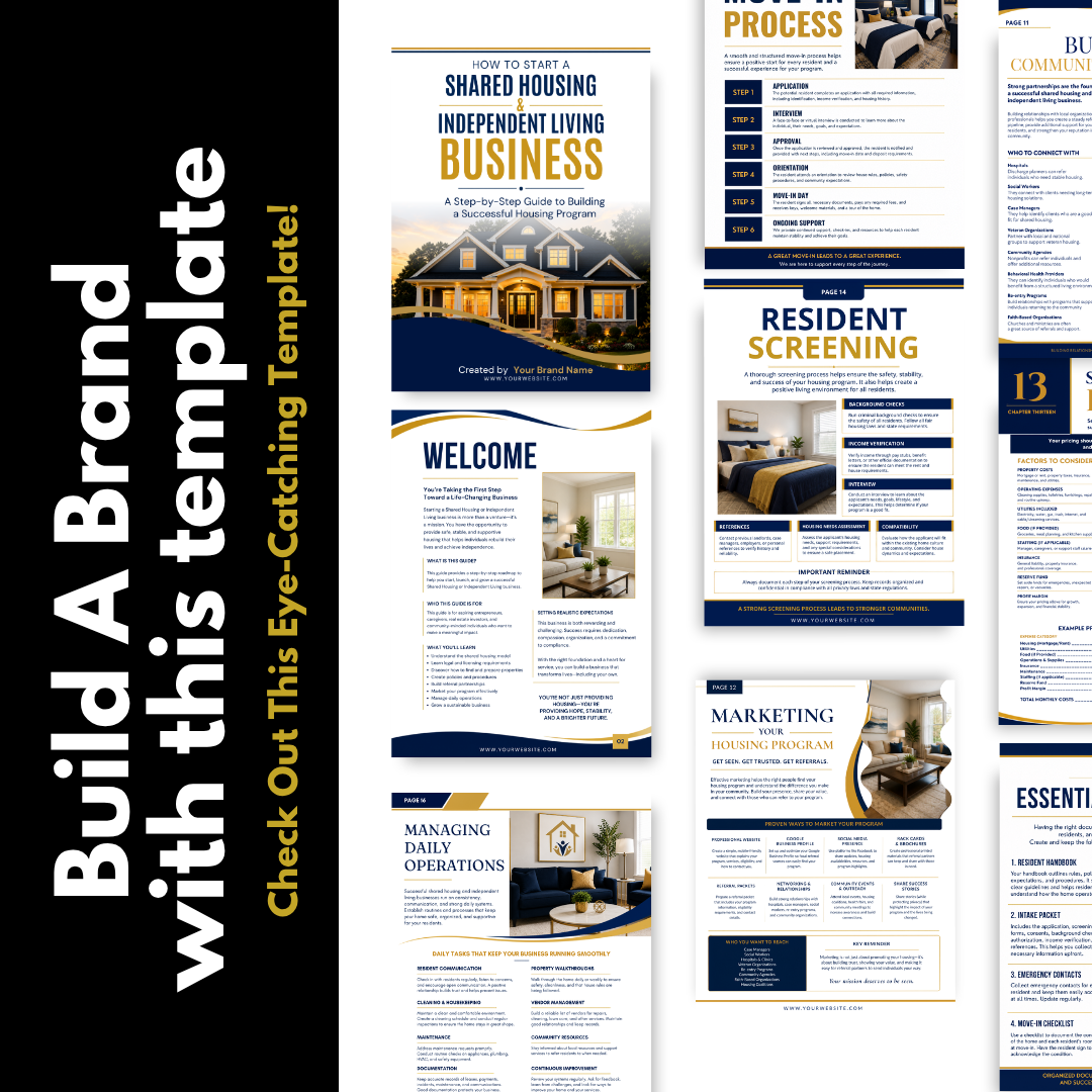 How to Start a Shared Housing Business Canva eBook | Independent Living Guide | Transitional Housing Startup Workbook | ILF Business Course