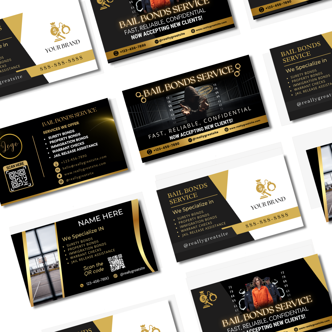 Bail Bonds Service Business Cards / Background Check Video / Verification / Bail Bond Agency Cards / Warrant Check / Security Services / IG
