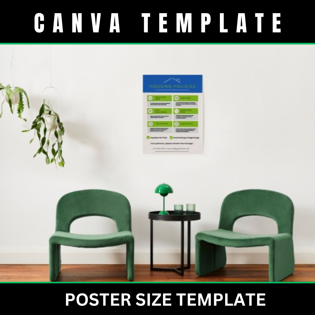 Shared Housing Policy Signs Printable | Independent Living House Rules Posters | Transitional Housing Program Wall Sign | Editable Canva Set