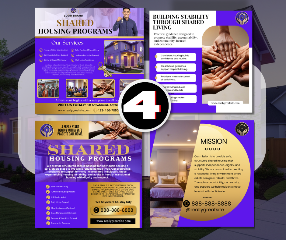 Shared Housing Flyer Template | Affordable Living Canva Flyer | Transitional Room Rental Ad | Editable Design / Bundle (Copy)