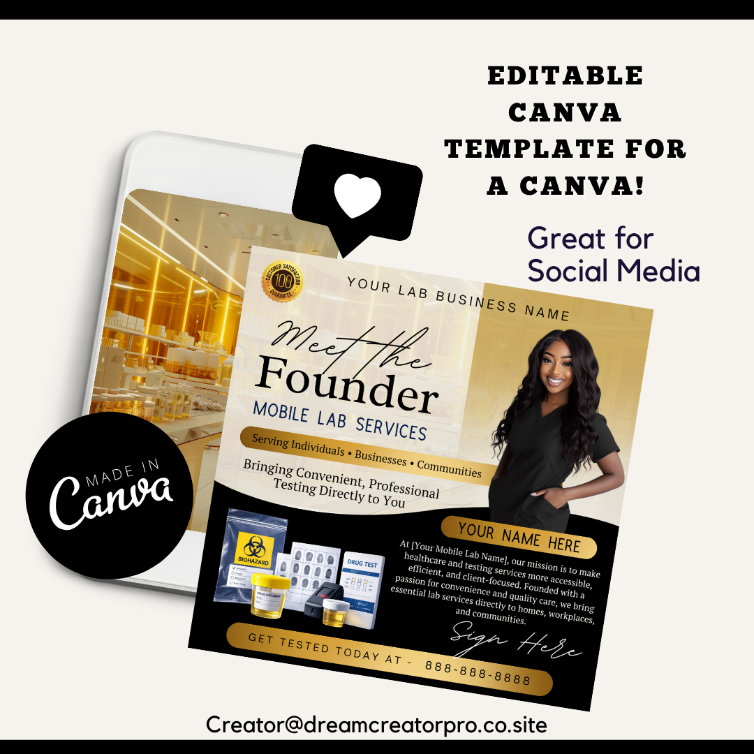 Mobile Lab Meet The Founder Service Flyer / DIY Medical Mobile Lab Service Flyer/ Mobile Lab Concierge / Meet The Ceo / Medical flyer