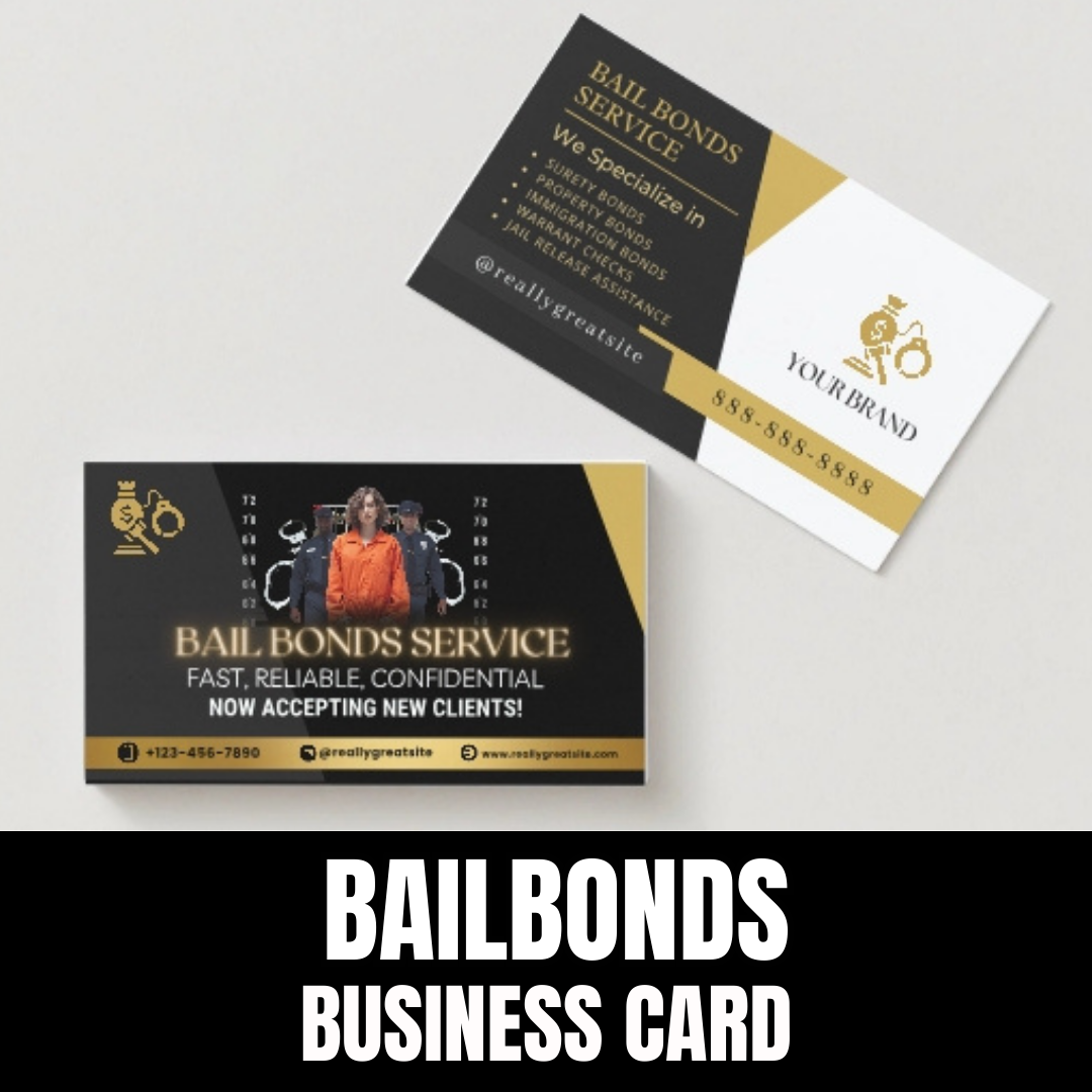 Bail Bonds Service Business Cards / Background Check Video / Verification / Bail Bond Agency Cards / Warrant Check / Security Services / IG