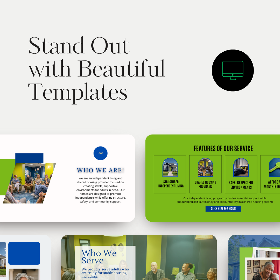 Independent Living Shared Housing Website Template | Editable Canva Site for Transitional Housing, Reentry & Support Services (Copy) (Copy)