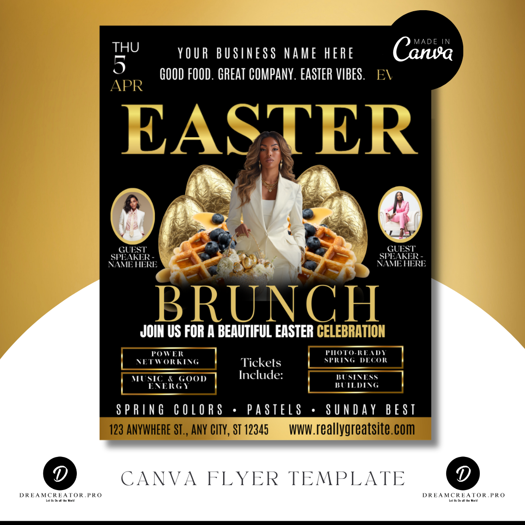 Easter Brunch Flyer Template | Editable Easter Event Flyer | Spring Brunch Invitation | Easter Sunday Brunch Poster | Canva Template