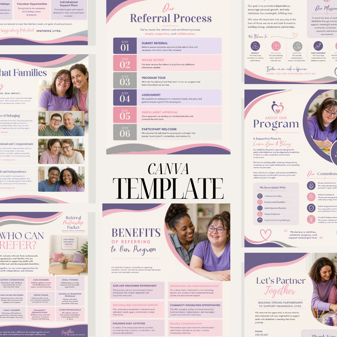 Adult Day Program Proposal Template | Referral Partnership Proposal | Disability Services Proposal Packet | Editable Canva Proposal