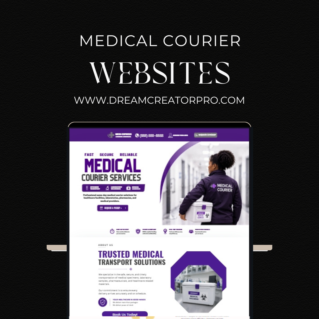 Medical Courier Website Template | Healthcare Logistics Canva Website | Specimen Transport Business Website | Editable Canva Design