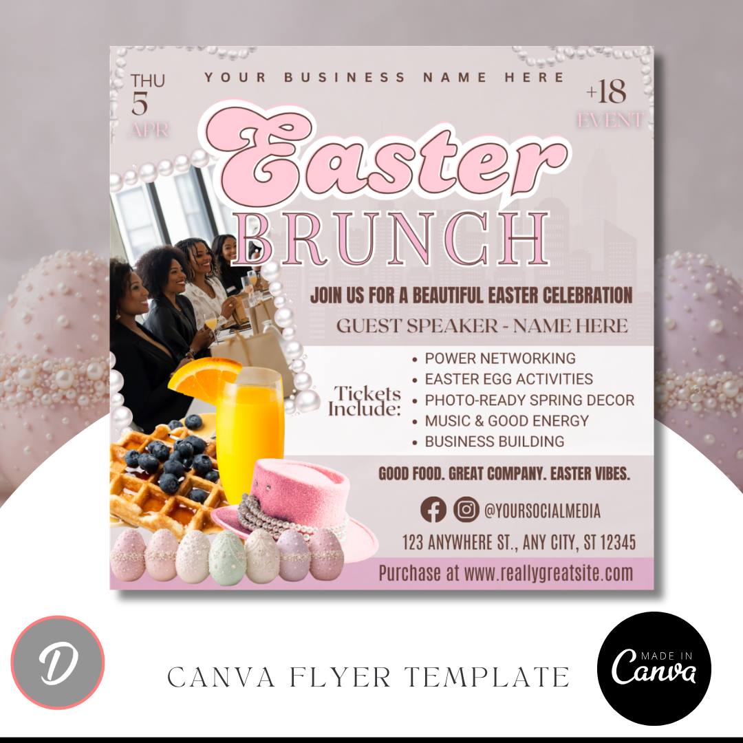 Editable Easter Brunch Flyer Template | Spring Easter Event Design