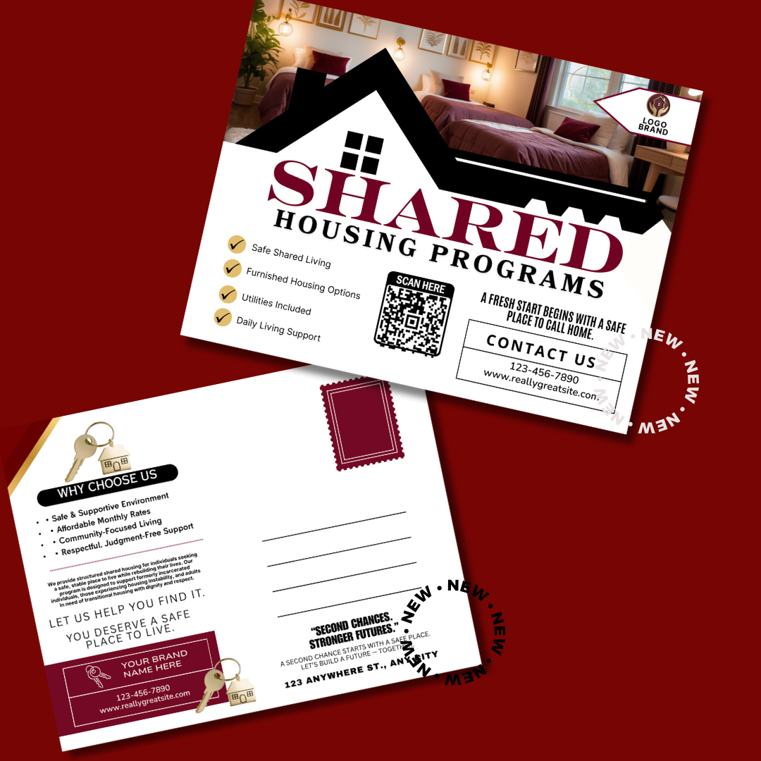 Shared Housing Canva Template Bundle | Reentry & Transitional Housing Marketing Kit | Flyers, Yard Sign, Rack Card, Brochure Banner Set