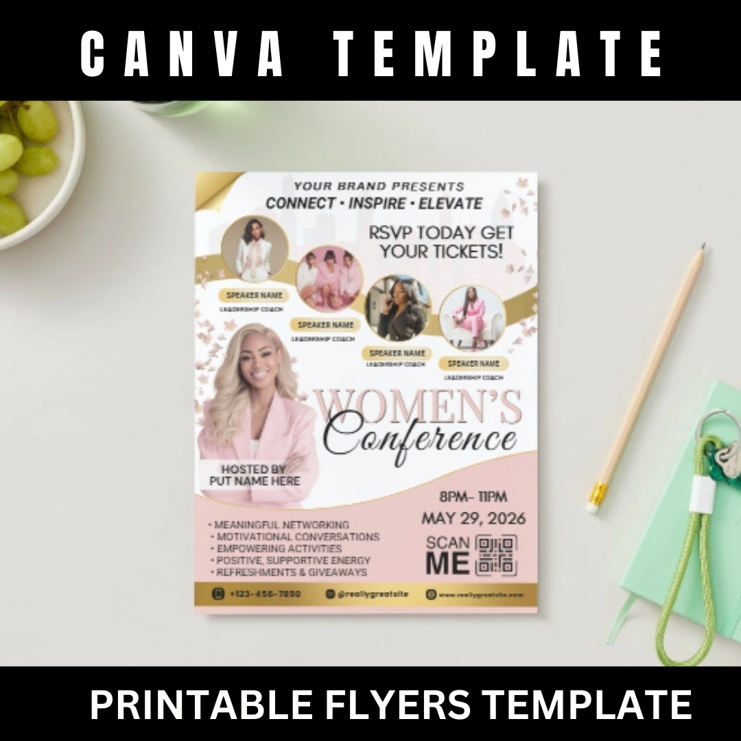 Womens Conference Canva Template Bundle | Flyer Rack Card Yard Sign Retractable Banner Instagram Church Event Marketing Kit