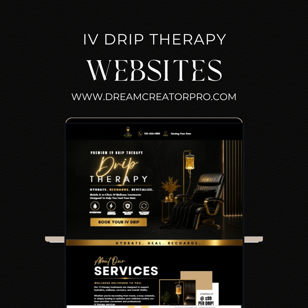 IV Drip Therapy Website Template | Editable Canva Wellness Website | Mobile Hydration Business Website | Luxury Medical Spa Design
