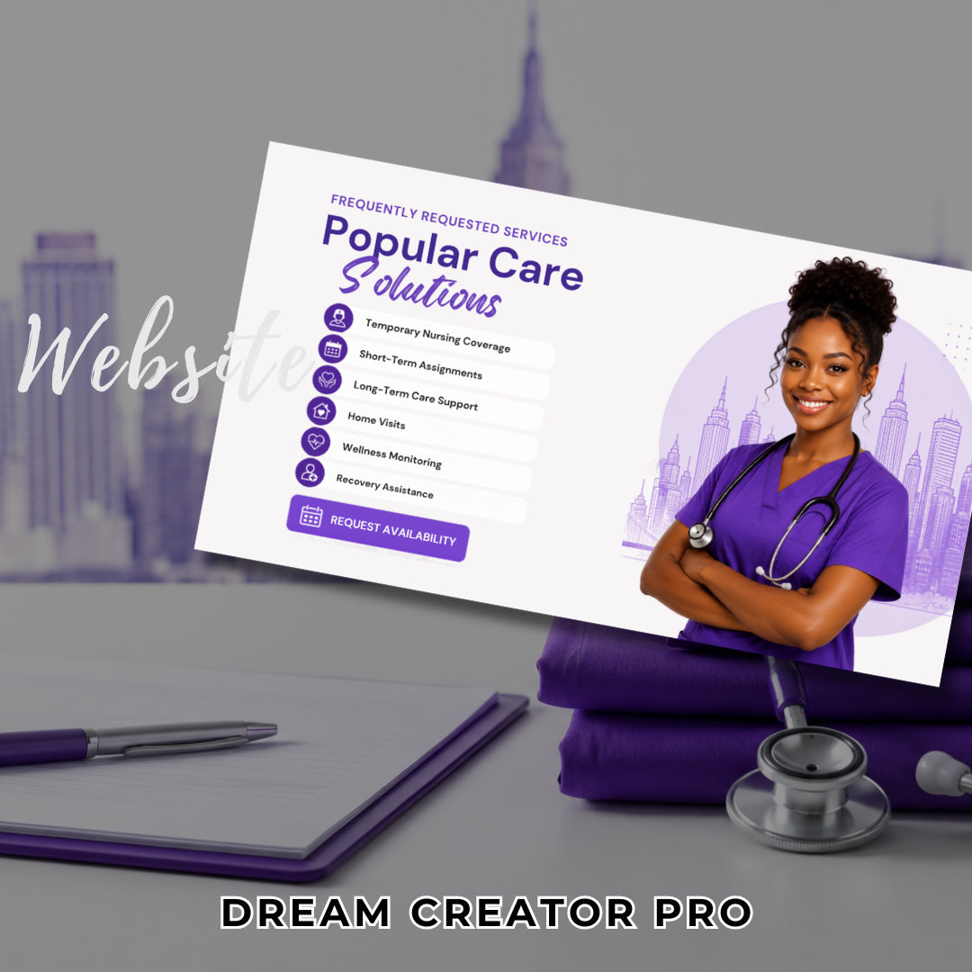 Travel Nurse Website Template Canva | Private Duty Nurse Website | RN Landing Page Design | Healthcare Website Template | Nursing Services