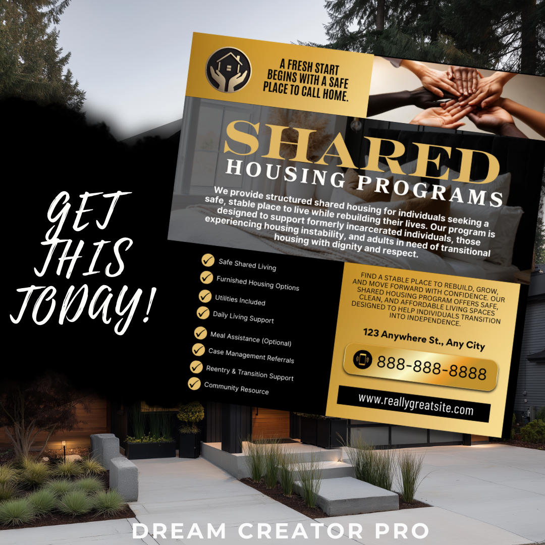 Shared Housing Flyer Template | Affordable Living Canva Flyer | Transitional Room Rental Ad | Editable Design / Bundle