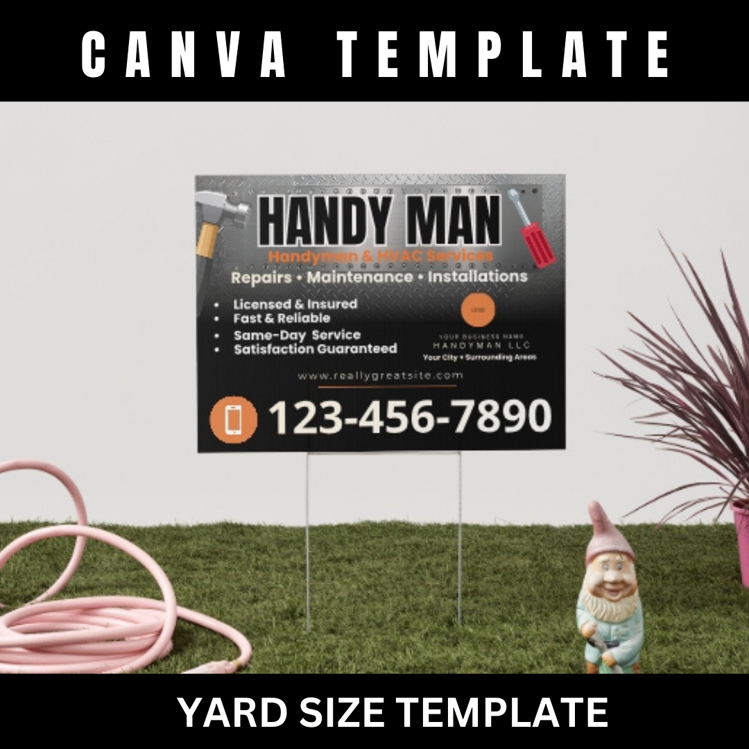 Handyman HVAC Marketing Bundle Canva Template | Flyer, Brochure, Tear Off Flyer, Business Card, Rack Card, Yard Sign, Instagram Post Editable Template