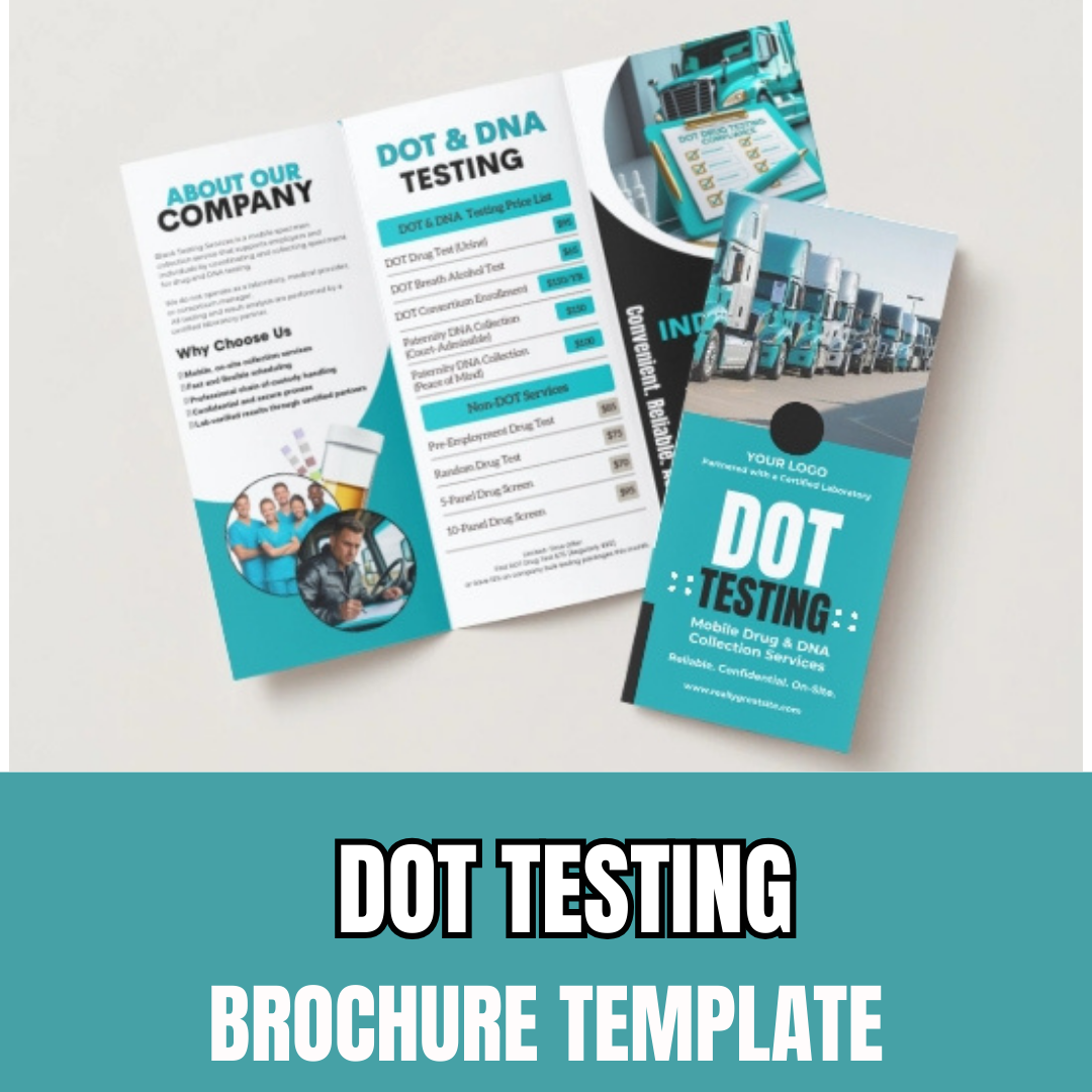 DOT Drug Testing Brochure Template | Mobile Drug & Alcohol Collection Services | Non-DOT Testing Flyer | Canva Editable Business Brochure