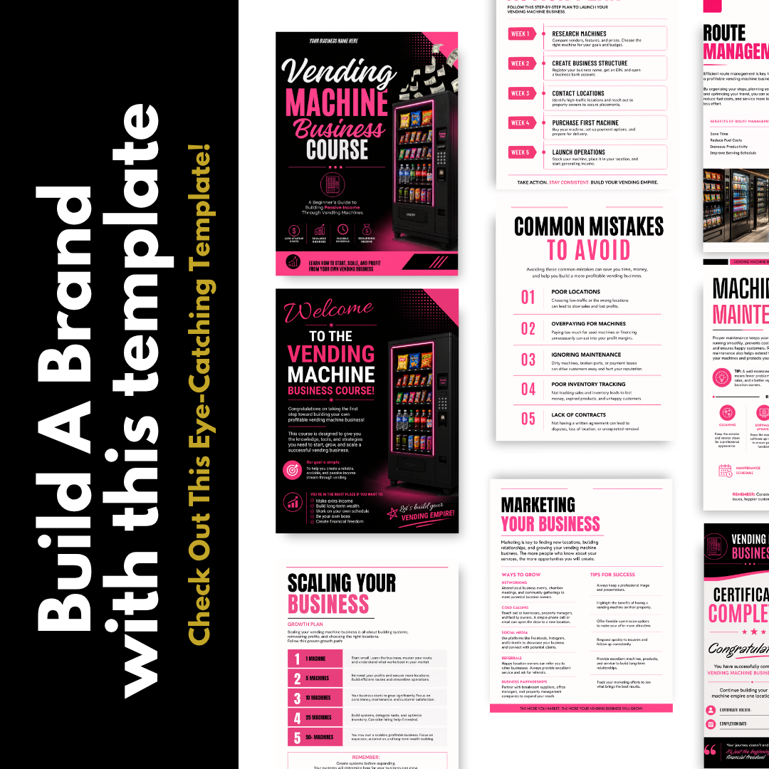 Vending Machine Business Course Canva Template | Editable eBook Workbook | Passive Income Guide | Digital Training Course | Business Startup