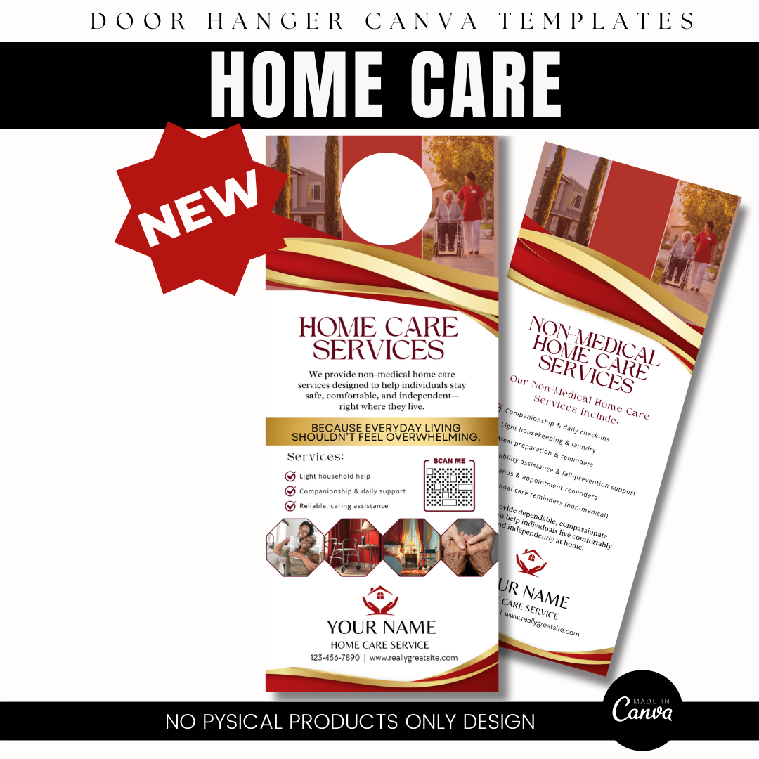 Home Care Service Rack Card / DIY Home Care Service Flyer/ Pink Home Care senior / Medical Template / Medical / Home Care / CNA / Printable