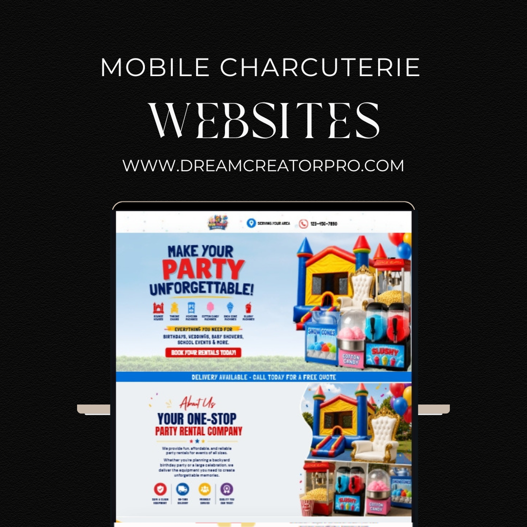 Party Rental Website Template | Bounce House Rental Canva Website | Event Equipment Rental Business Website | Editable Canva Design