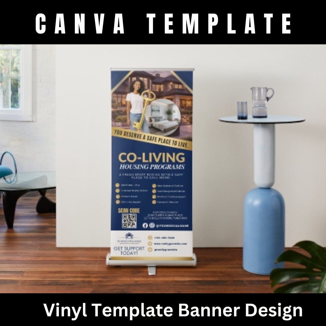 Shared Housing Retractable Banner Template | Co-Living Business Banner Canva Template | Independent Living Marketing Display | Real Estate Workshop Banner Set
