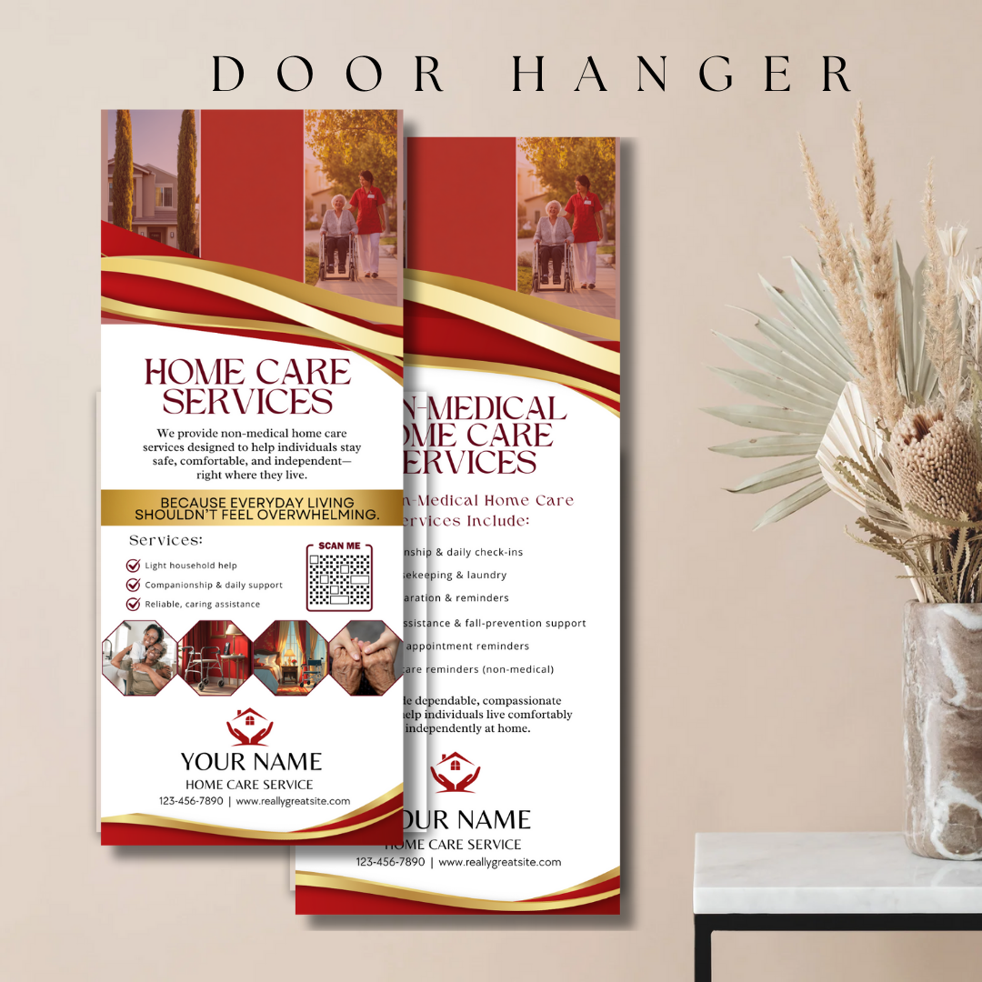 Home Care Service Rack Card / DIY Home Care Service Flyer/ Pink Home Care senior / Medical Template / Medical / Home Care / CNA / Printable