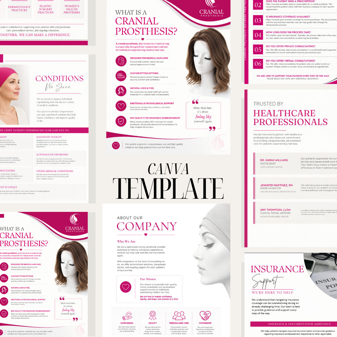 Cranial Prosthesis Referral Partnership Packet Template | Medical Referral Packet Canva Template | Oncology Marketing Kit | Editable Healthcare PDF