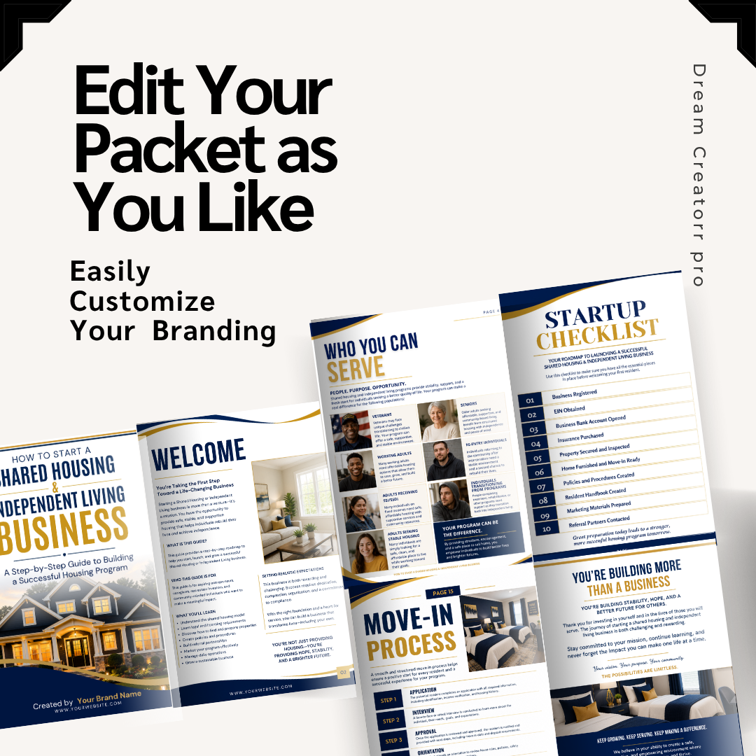 How to Start a Shared Housing Business Canva eBook | Independent Living Guide | Transitional Housing Startup Workbook | ILF Business Course