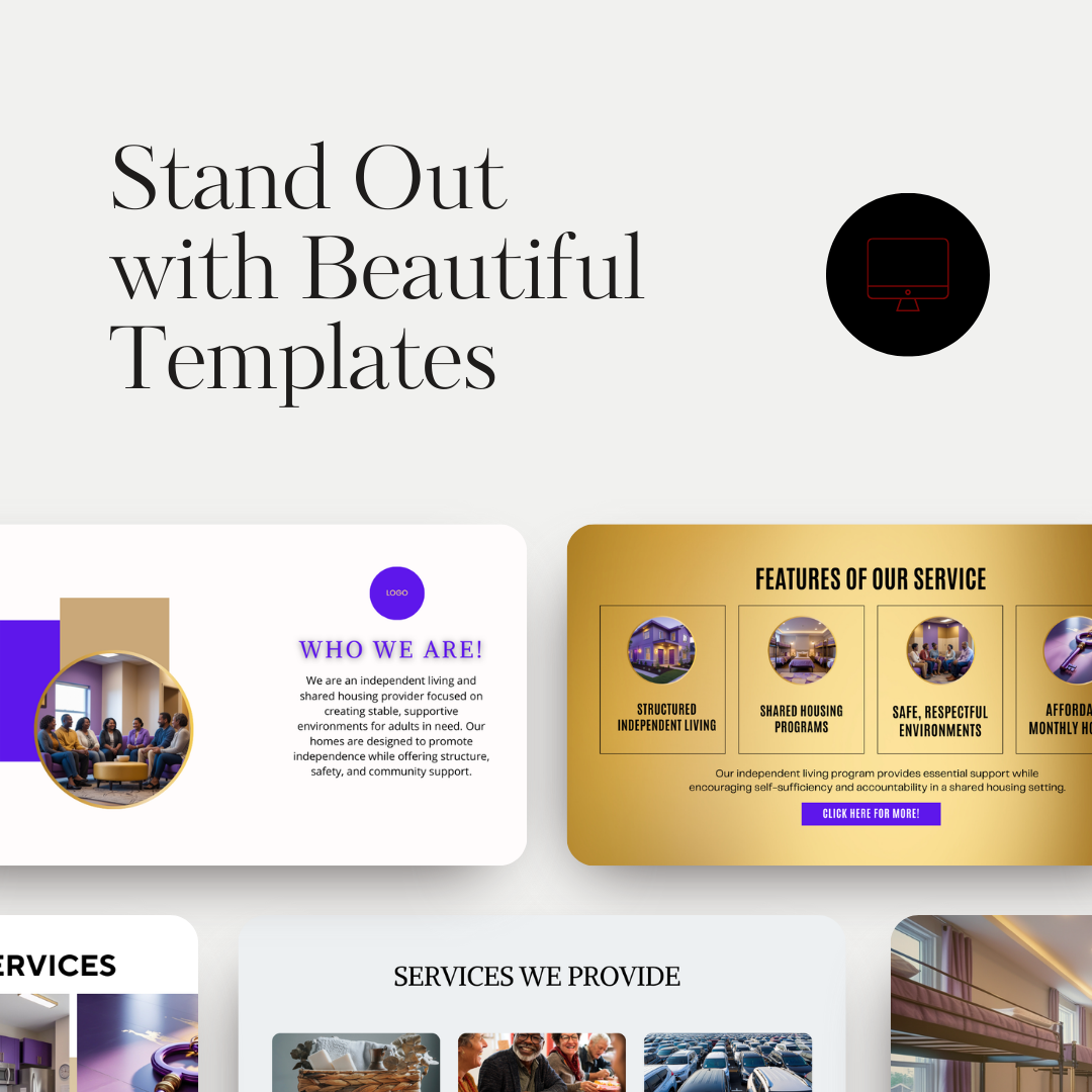 Independent Living Shared Housing Website Template | Editable Canva Site for Transitional Housing, Reentry & Support Services
