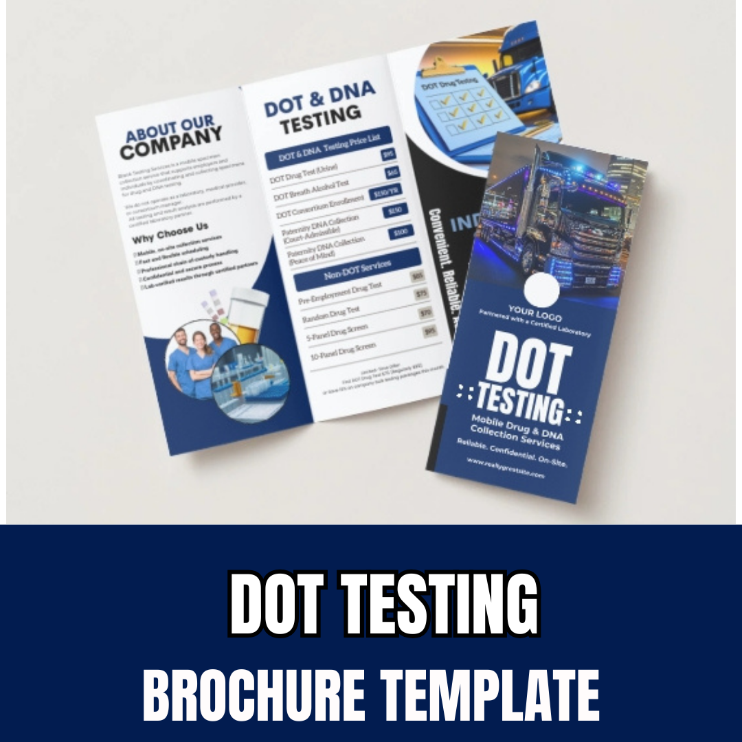 DOT Drug Testing Brochure Template | Mobile Drug & Alcohol Collection Services | Non-DOT Testing Flyer | Canva Editable Business Brochure