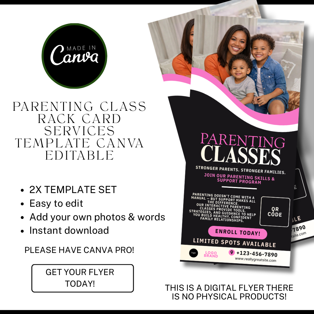 Parenting Class Flyer Template | Court Approved Parenting Classes | Family Education Program | Canva Editable Flyer