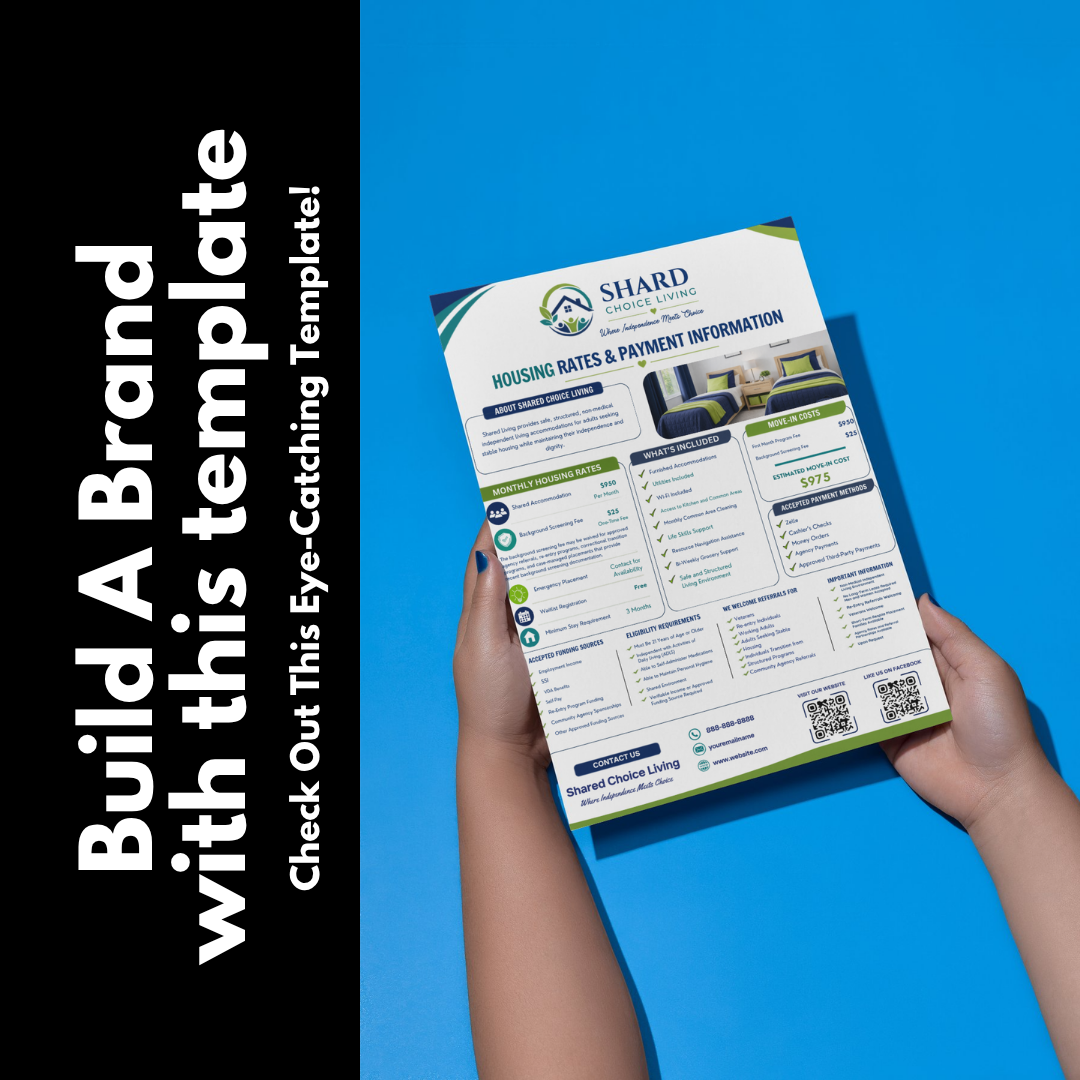 Shared Housing Marketing Bundle Canva Templates | Referral Sheet, Pricing Guide & Rack Card | Transitional Housing | ILF Marketing Kit