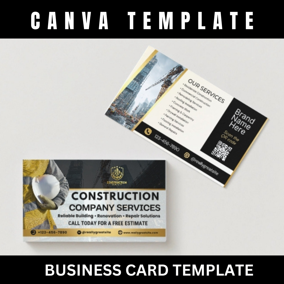 Construction Canva Template Bundle | Flyer Brochure Tear Off Flyer Business Card Rack Card Yard Sign Contractor Marketing Kit
