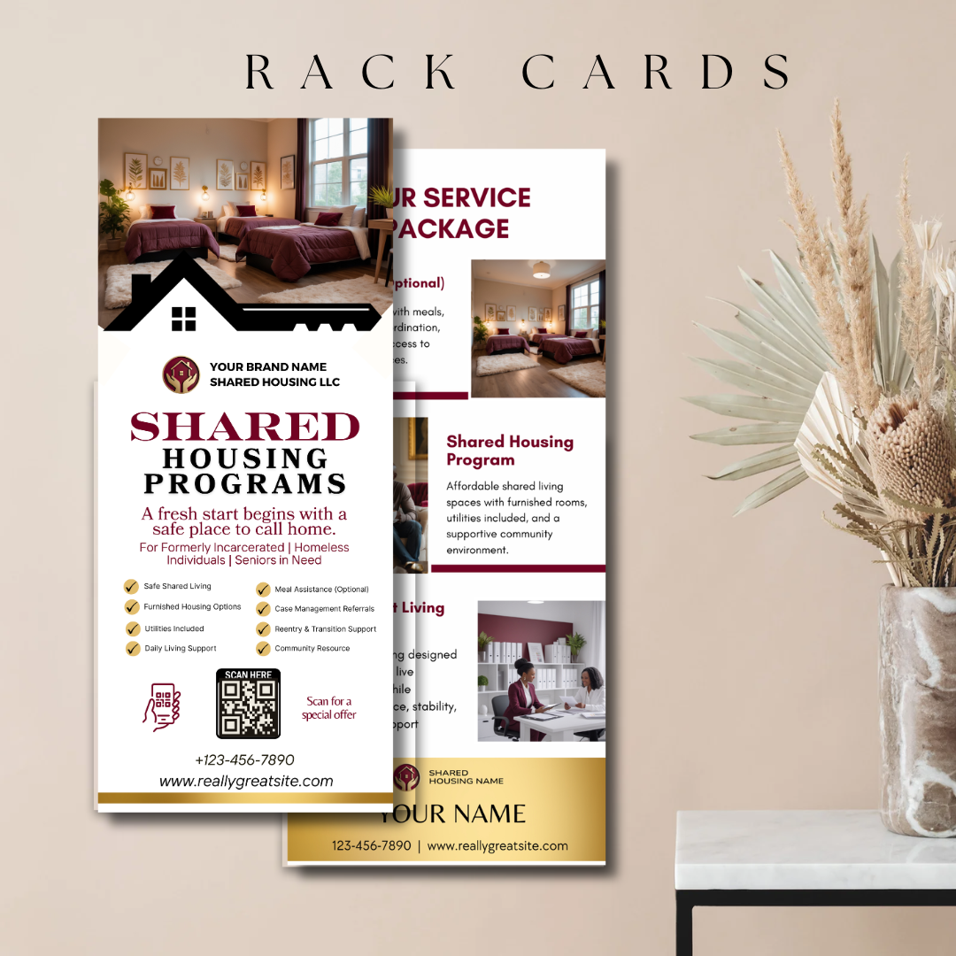 Shared Housing Canva Template Bundle | Reentry & Transitional Housing Marketing Kit | Flyers, Yard Sign, Rack Card, Brochure Banner Set