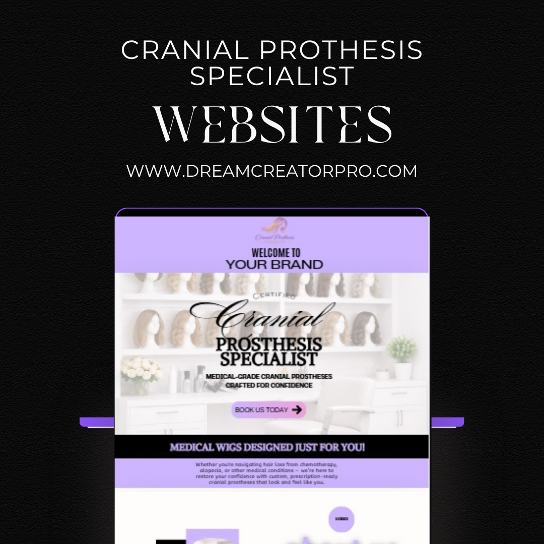 Cranial Prosthesis Specialist Ultimate Business Bundle | Editable Canva Template Kit / Custom Medical Wig Template / salon business Website