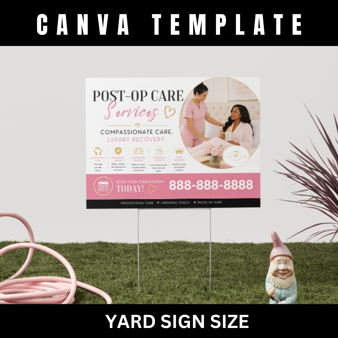 Post Op Care Canva Template Bundle | Luxury Recovery Business Branding Kit | Editable Website, Flyers, Brochure & Social Media Templates