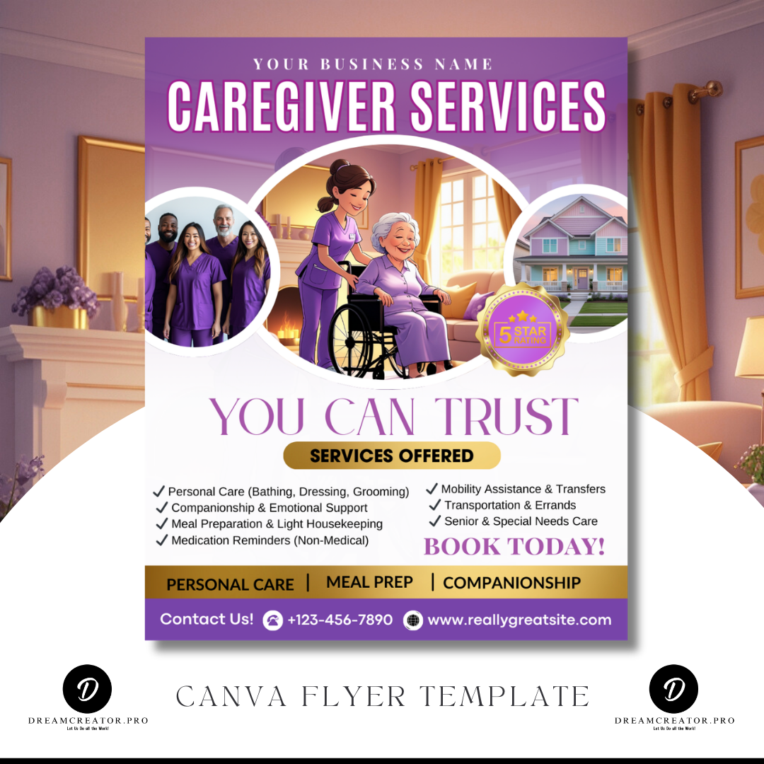 Home Care Service Flyer / DIY Home Care Service Flyer/ Canva Template 2026 / Medical Template / Medical flyer / Medical flyer Template / CNA (Copy)