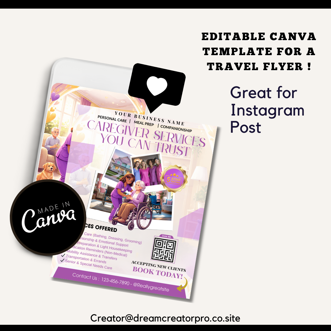 Home Care Service Flyer / DIY Home Care Service Flyer/ Canva Template 2026 / Medical Template / Medical flyer / Medical flyer Template / CNA