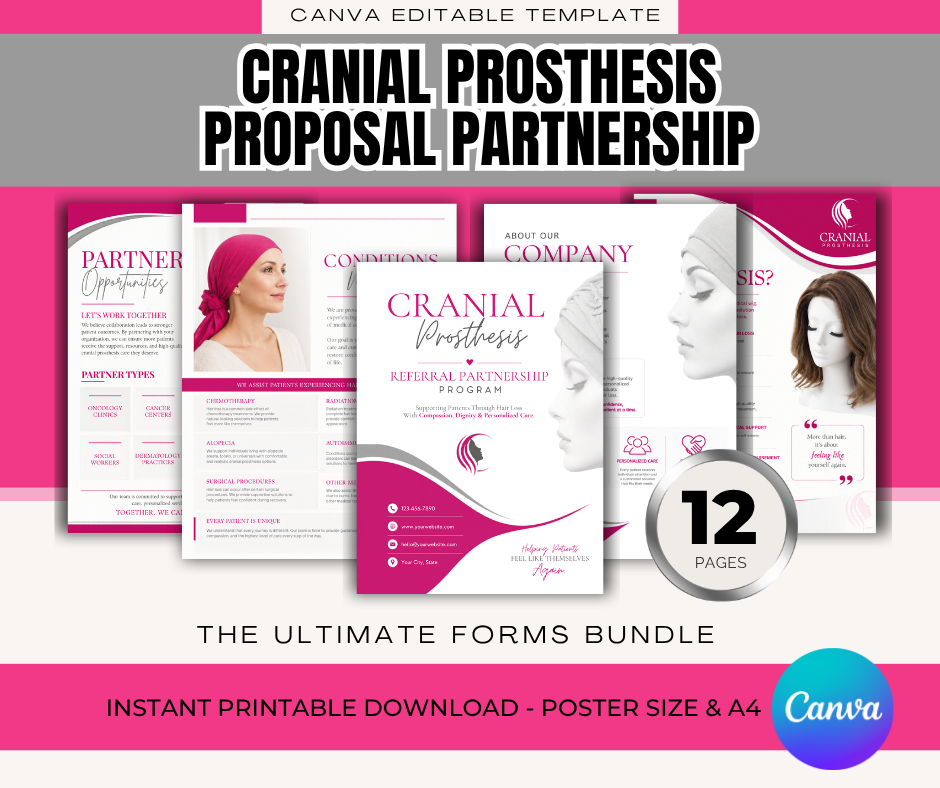 Cranial Prosthesis Referral Partnership Packet Template | Medical Referral Packet Canva Template | Oncology Marketing Kit | Editable Healthcare PDF