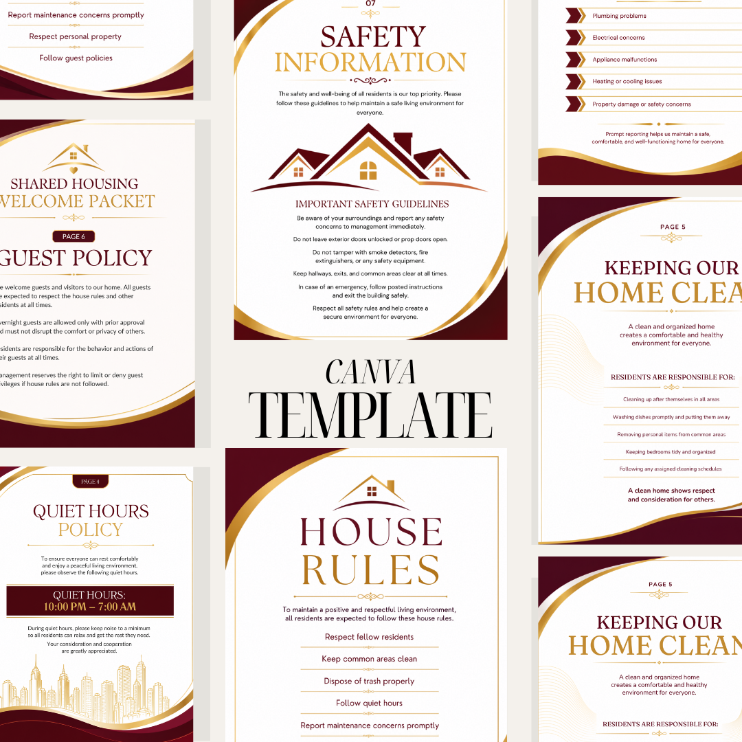 Shared Housing Welcome Packet Template Canva | Resident Handbook | Transitional Housing Forms | Group Home Welcome Guide | Housing Program