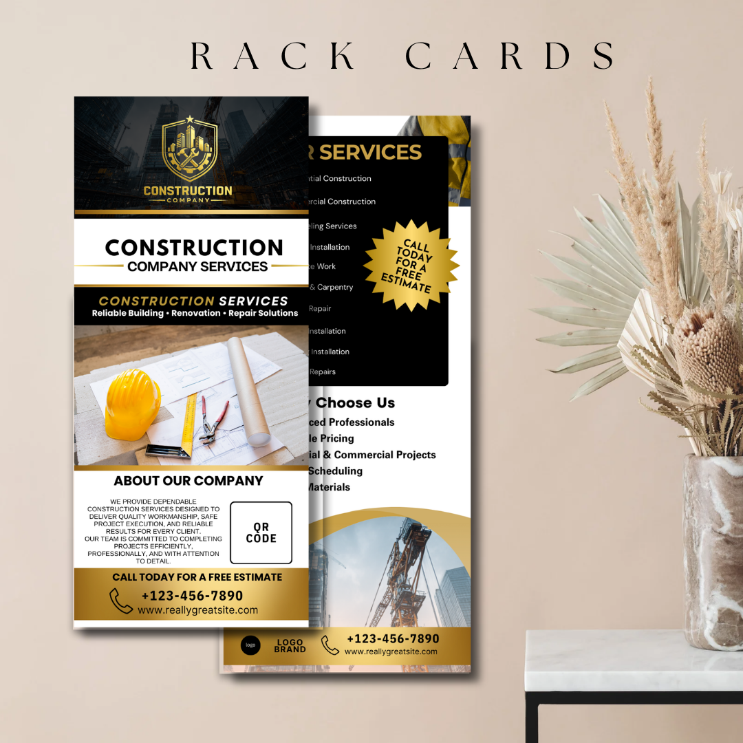 Construction Canva Template Bundle | Flyer Brochure Tear Off Flyer Business Card Rack Card Yard Sign Contractor Marketing Kit