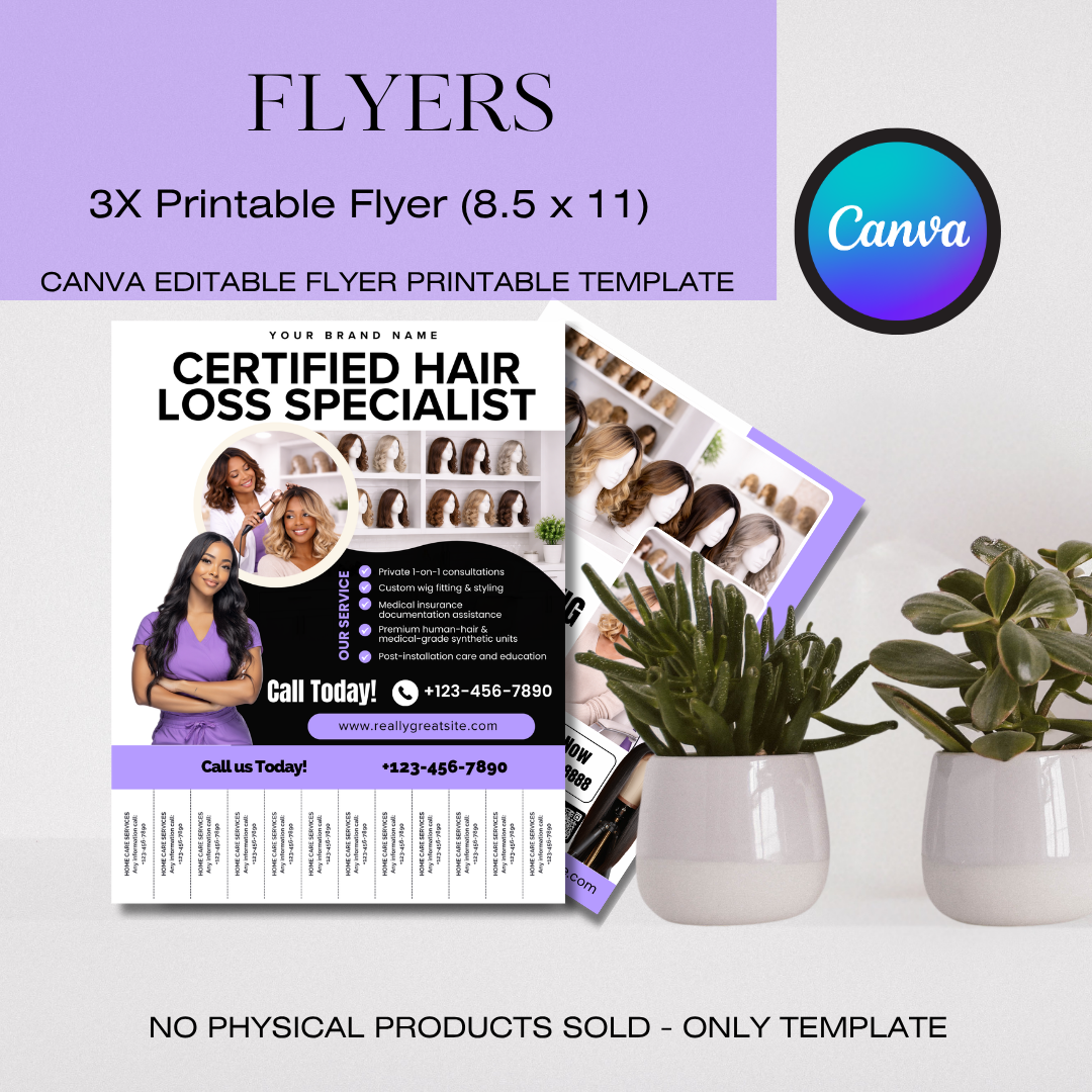 Cranial Prosthesis Specialist Ultimate Business Bundle | Editable Canva Template Kit / Custom Medical Wig Template / salon business Website