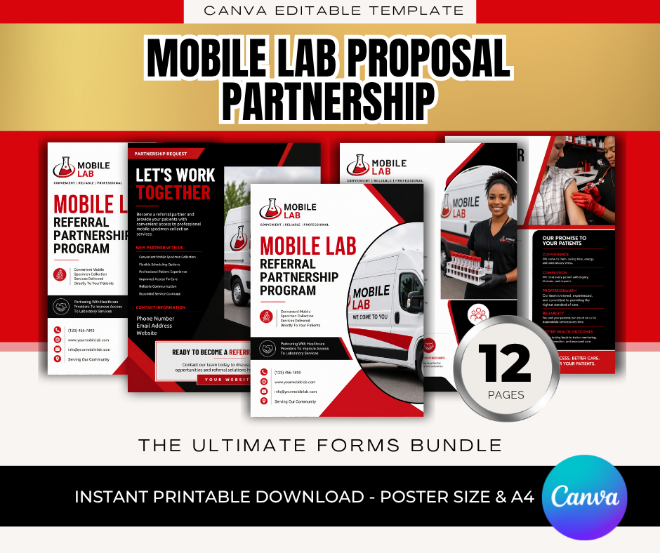 Mobile Lab Referral Proposal Packet | Medical Proposal Template | Healthcare Partnership Presentation | Canva Proposal | Phlebotomy Packet