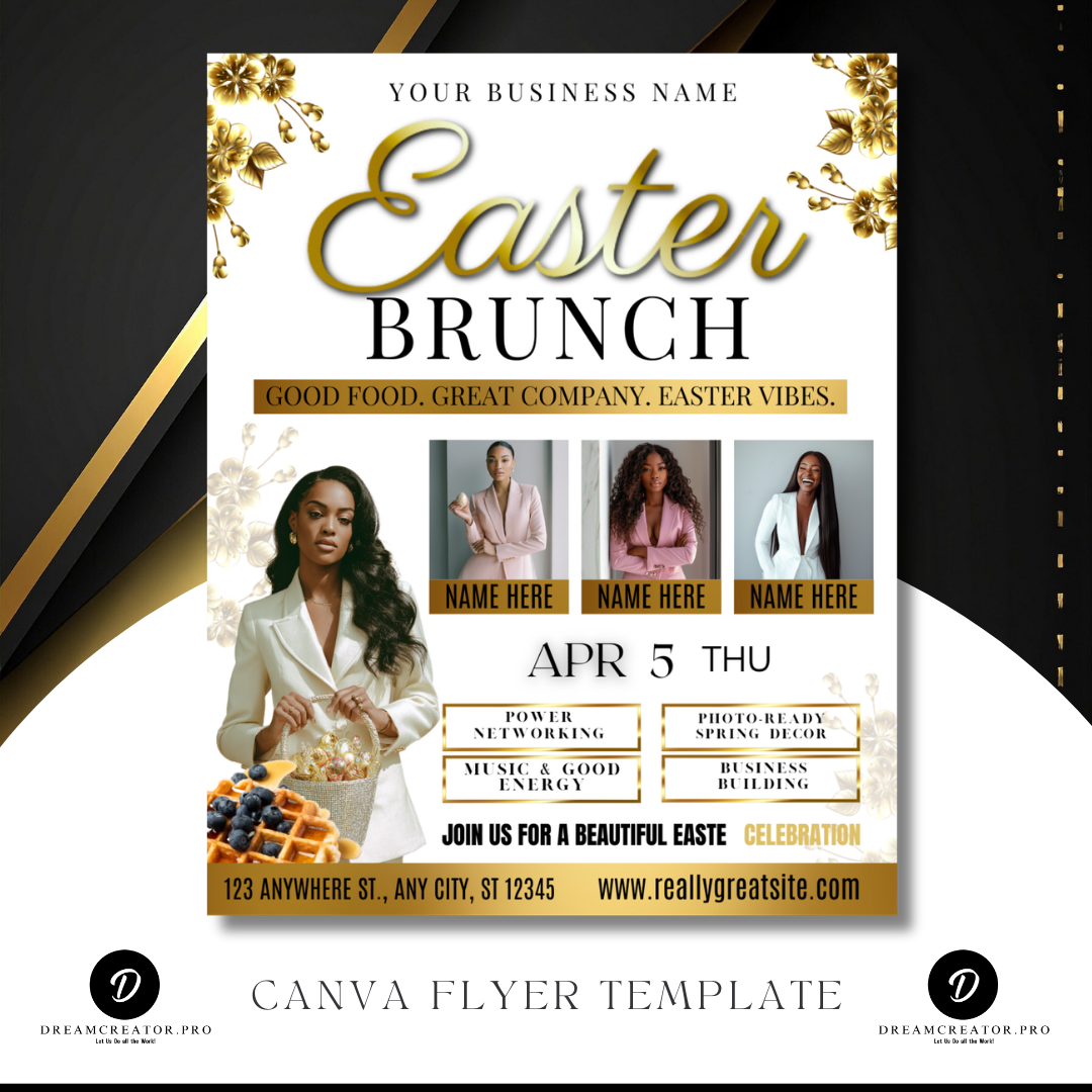 Easter Brunch Flyer Template | Editable Easter Event Flyer | Spring Brunch Invitation | Easter Sunday Brunch Poster | Canva Template