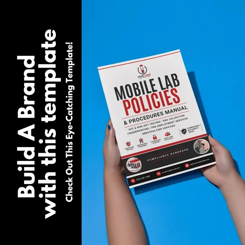 Mobile Lab Policies & Procedures Manual Canva Template | DOT Drug Testing SOP Handbook | DNA Fingerprinting Compliance Editable Forms