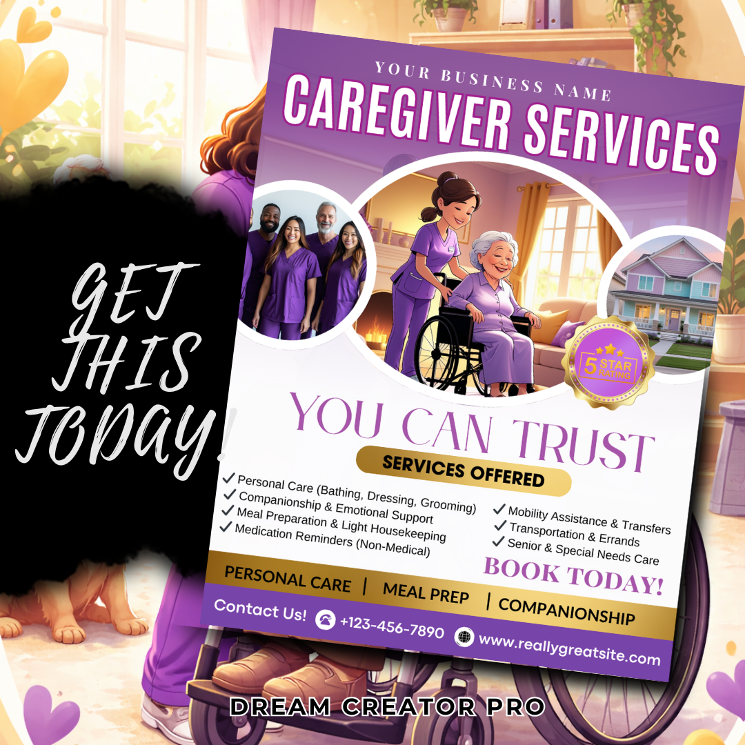 Home Care Service Flyer / DIY Home Care Service Flyer/ Canva Template 2026 / Medical Template / Medical flyer / Medical flyer Template / CNA (Copy)