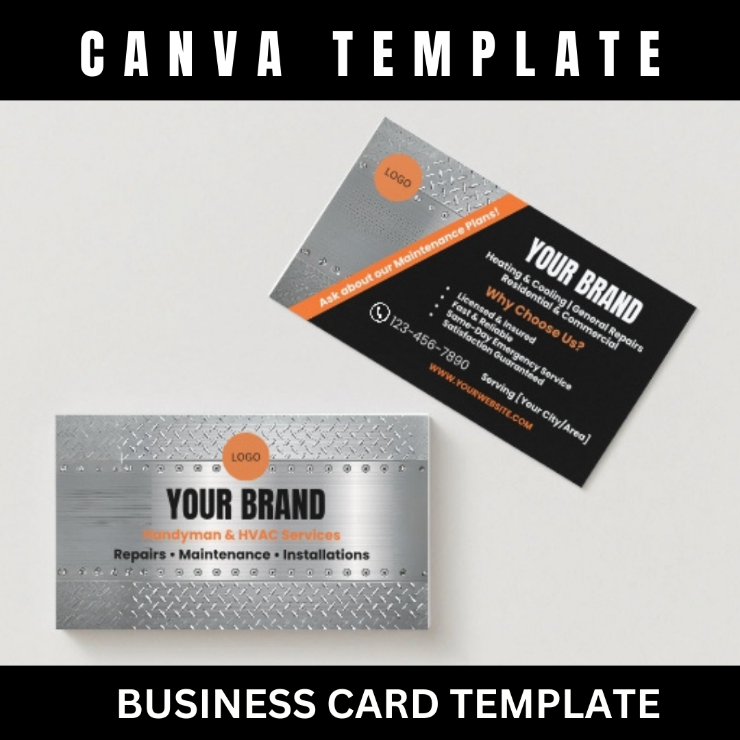 Handyman HVAC Marketing Bundle Canva Template | Flyer, Brochure, Tear Off Flyer, Business Card, Rack Card, Yard Sign, Instagram Post Editable Template