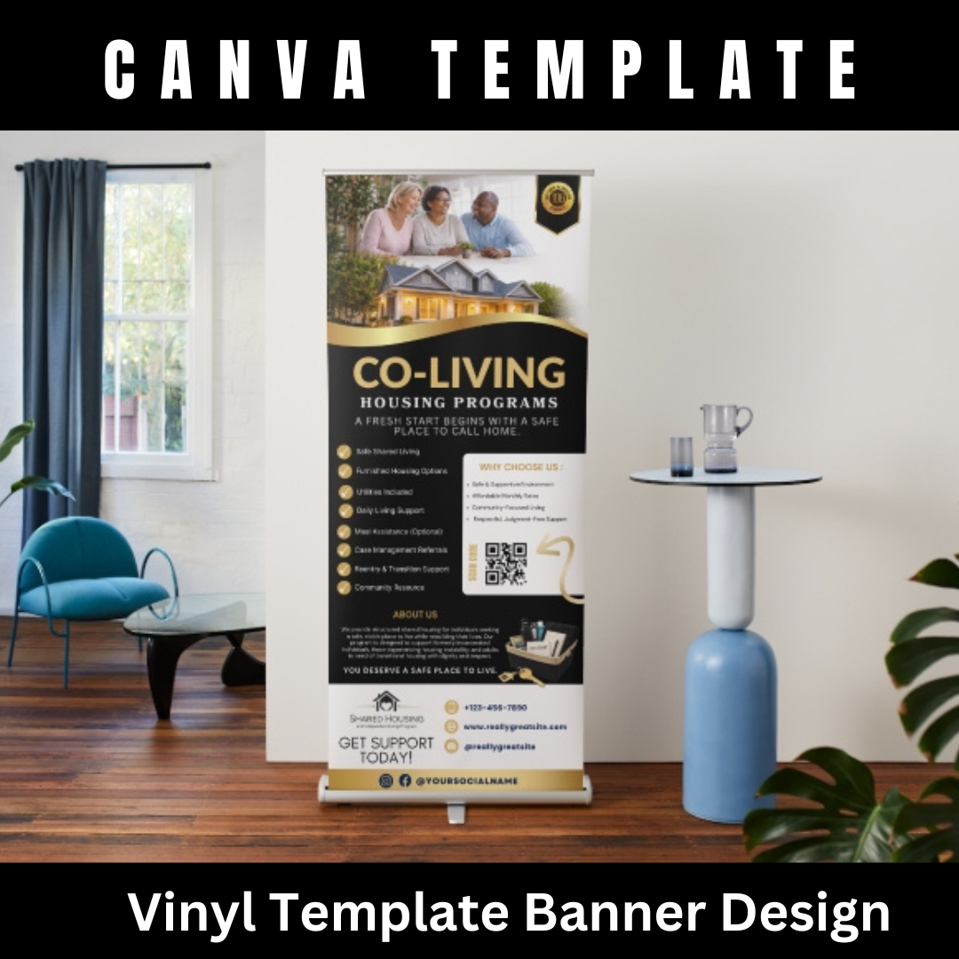 Shared Housing Retractable Banner Template | Co-Living Business Banner Canva Template | Independent Living Marketing Display | Real Estate Workshop Banner Set