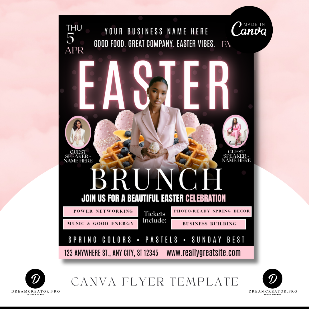 Easter Brunch Flyer Template | Editable Easter Event Flyer | Spring Brunch Invitation | Easter Sunday Brunch Poster | Canva Template