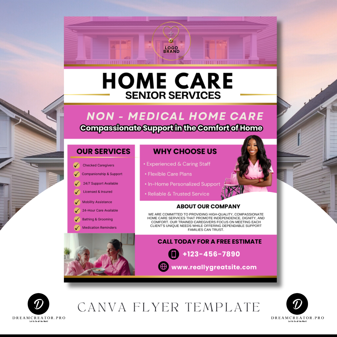Home Care Service Flyer / DIY Home Care Service Flyer/ Canva Template 2026 / Medical Template / Medical flyer / Medical flyer Template / CNA