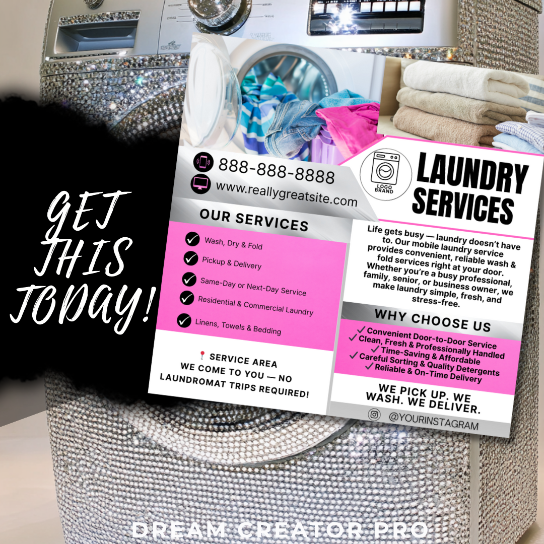 Mobile Laundry Flyer Template | Instagram Canva Flyer | Laundry Service Ad | Editable Small Business Marketing | IG Post Template