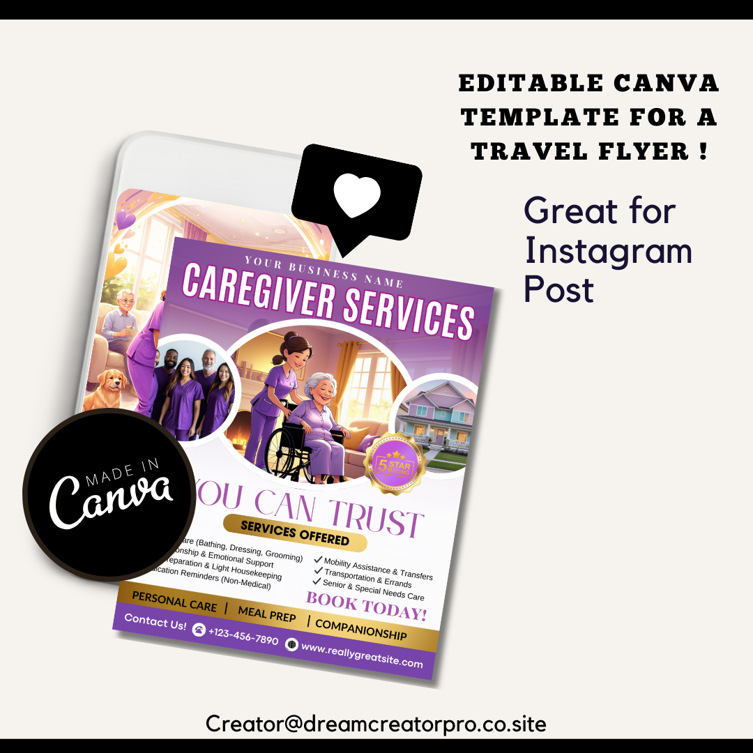 Home Care Service Flyer / DIY Home Care Service Flyer/ Canva Template 2026 / Medical Template / Medical flyer / Medical flyer Template / CNA (Copy)