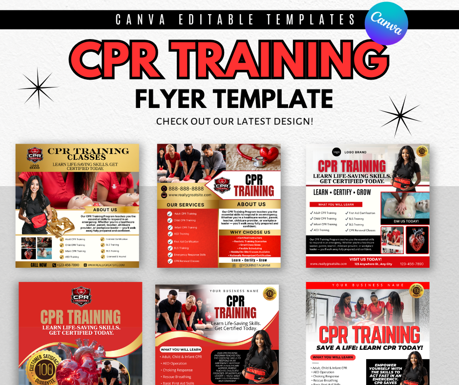 Mobile CPR Flyer TEMPLATE / DIY Medical Service Flyer/ First Aid Flyer / Health / Medical flyer / Medical Template / Health Flyer / Class